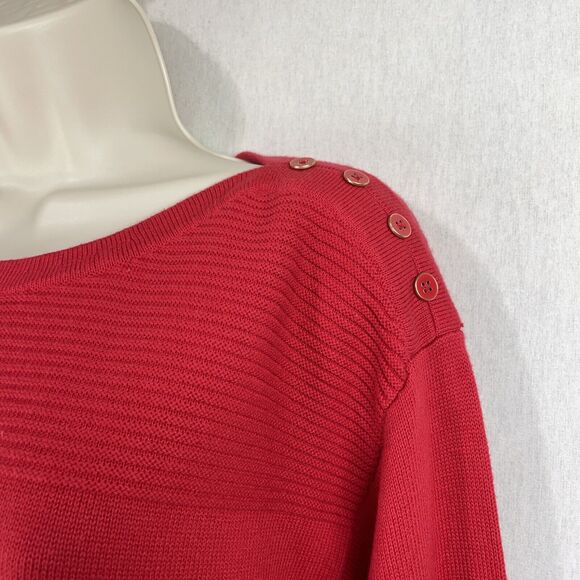 Talbots Tunic Top Sweater Size Small Solid Red Long Sleeve Christmas Holiday - Picture 3 of 10